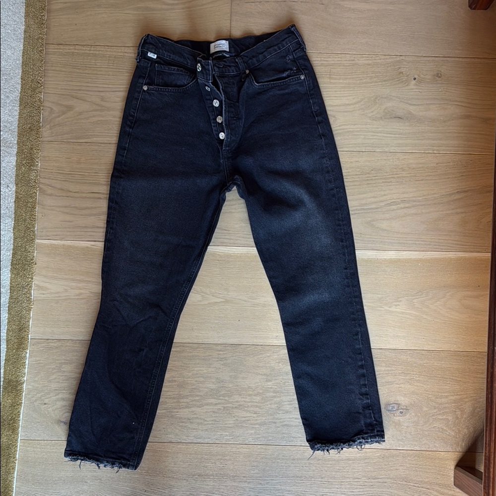 Black Button-Fly Jeans